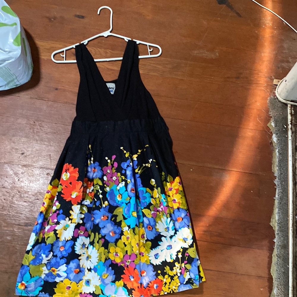 A satin floral cocktail dress